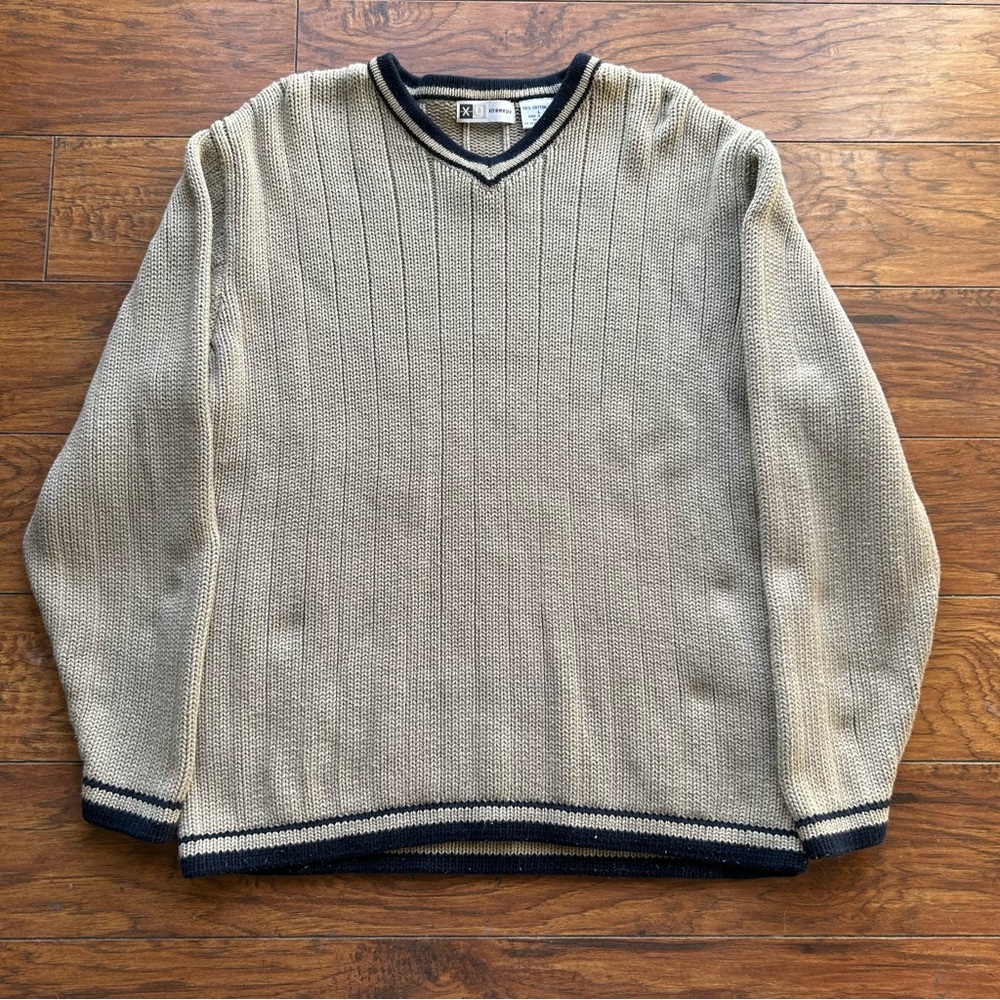 Vintage Xtreme Gear Men’s Large V-Neck Sweater Heavyweight Tight Knit Y2K